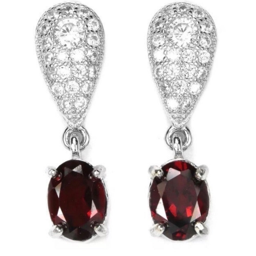 NWT AAA Dark Orange Red Garnet Earrings